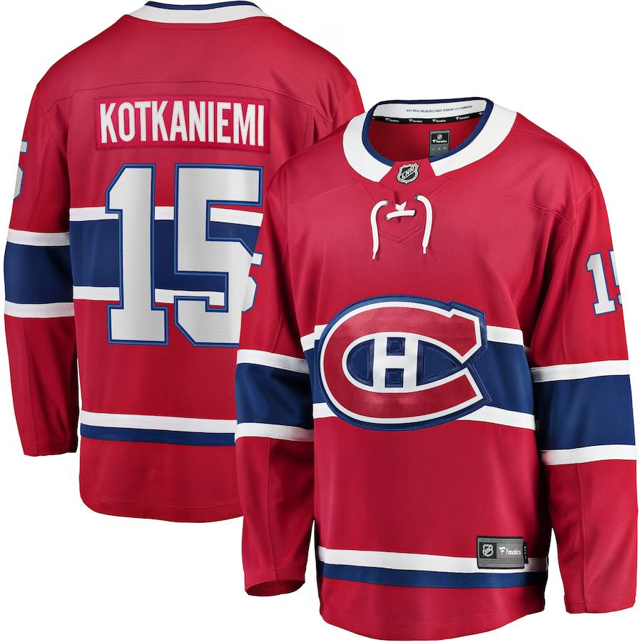 Men Montreal Canadiens #15 Jesperi Kotkaniemi Fanatics Branded Red Home Breakaway Player NHL Jersey